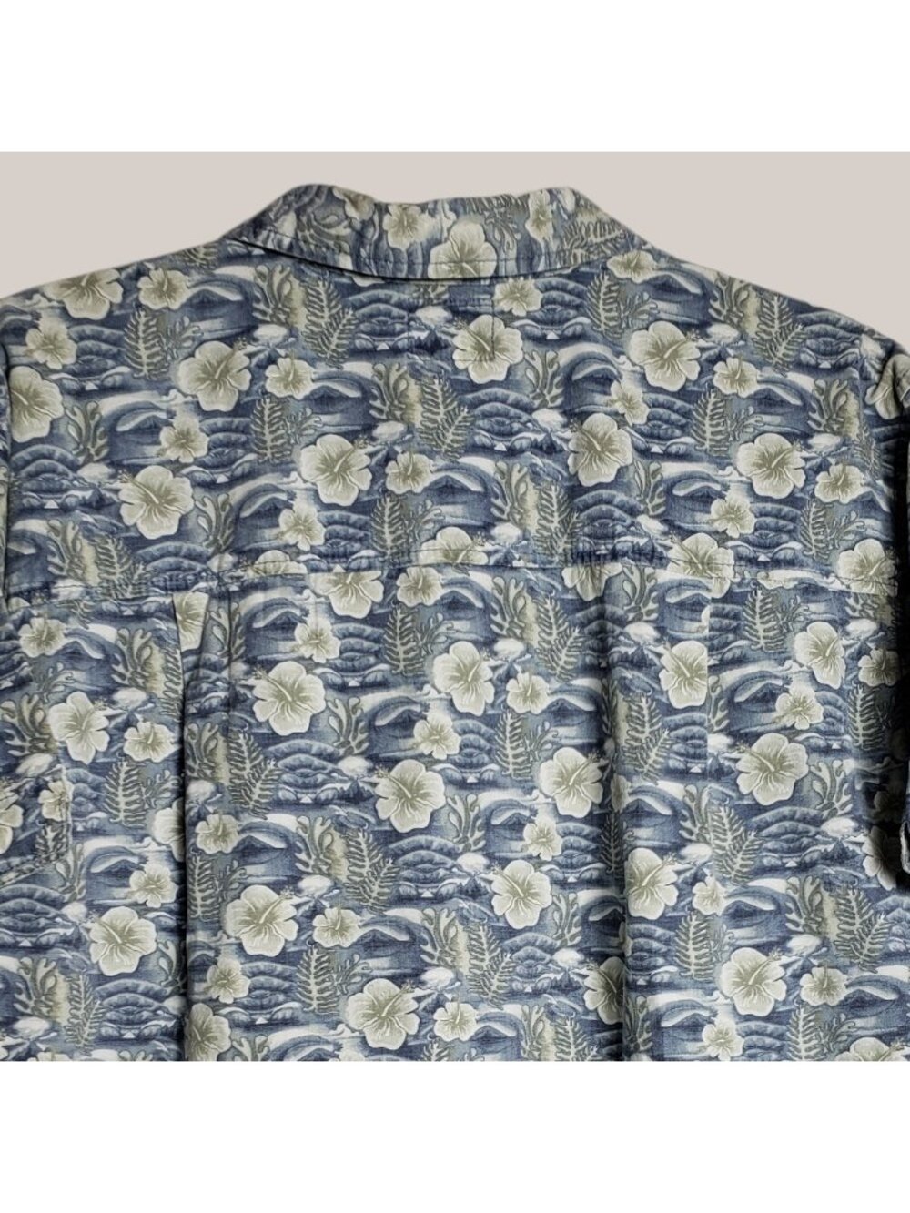Quiksilver Vtg Floral Hawaiian Button-Up Shirt Mens Blue/Whit Medium - Picture 9 of 11